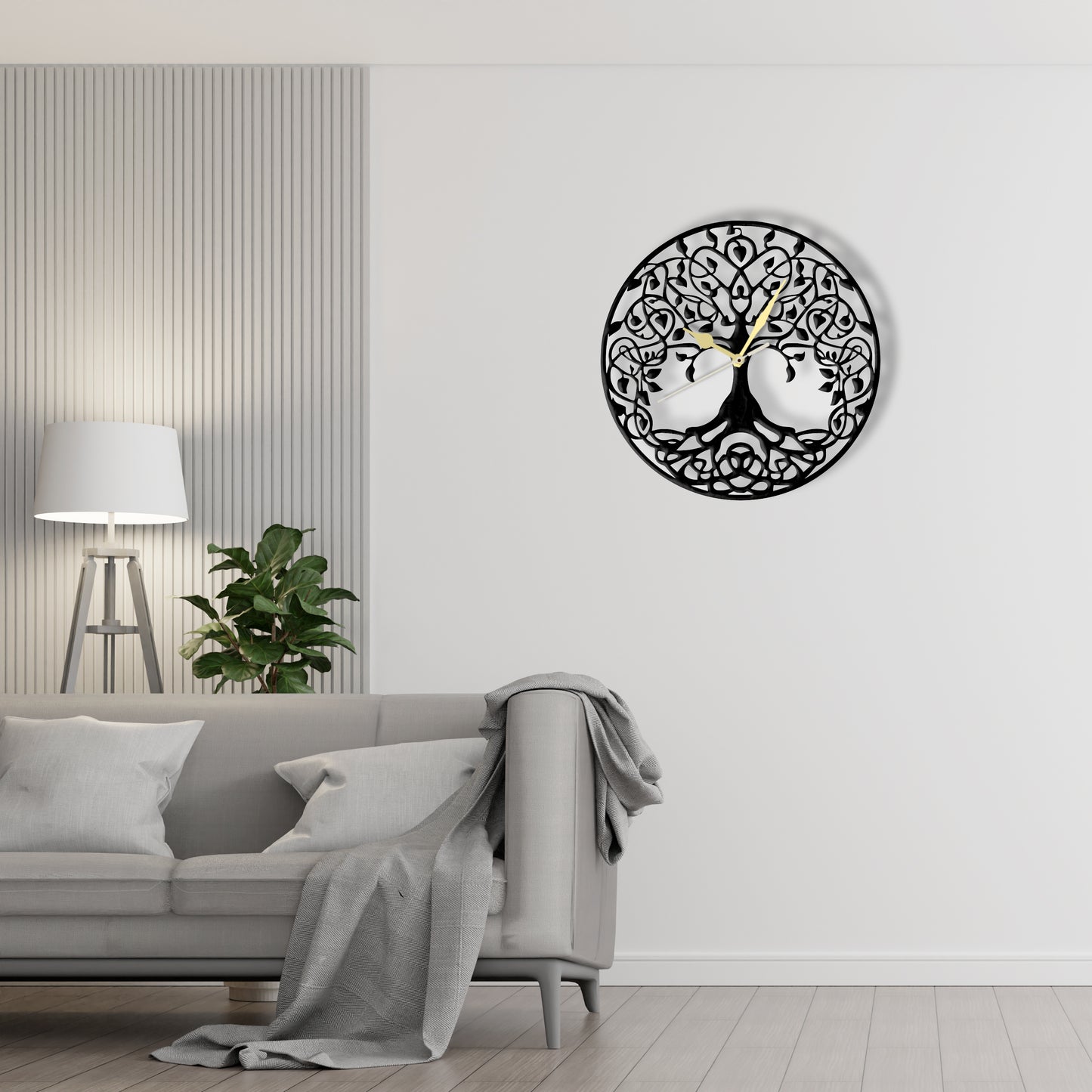 Tree Clock Laser Cut Metal Wall Clock