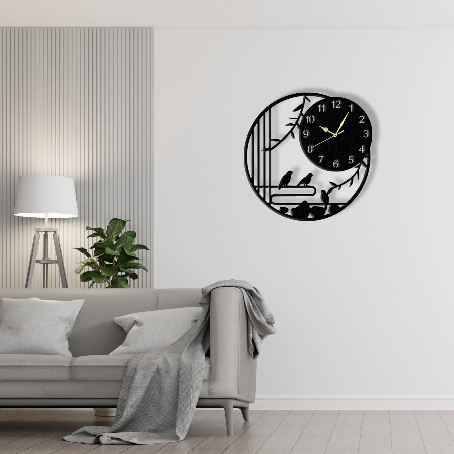 Bird Clock Laser Cut Metal Wall Clock