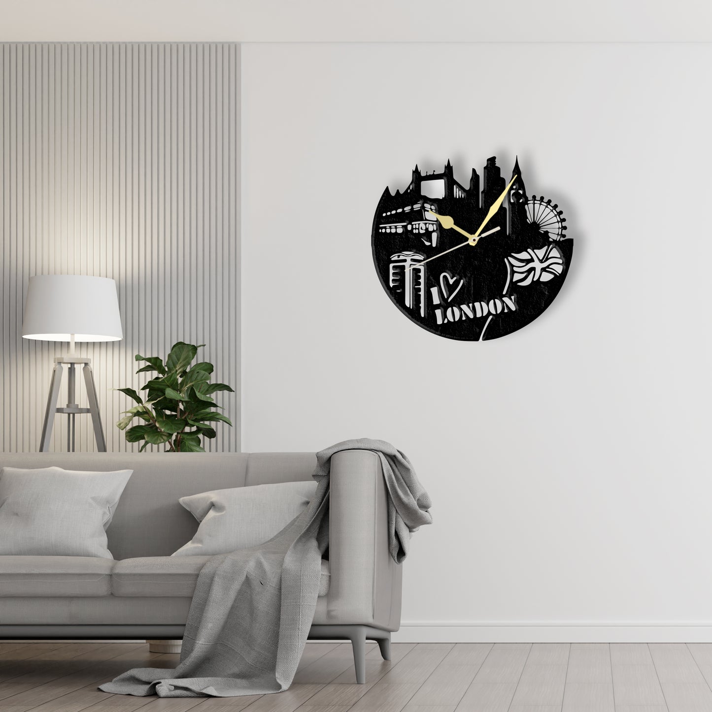 London City Skyline Clock Laser Cut Metal Wall Clock