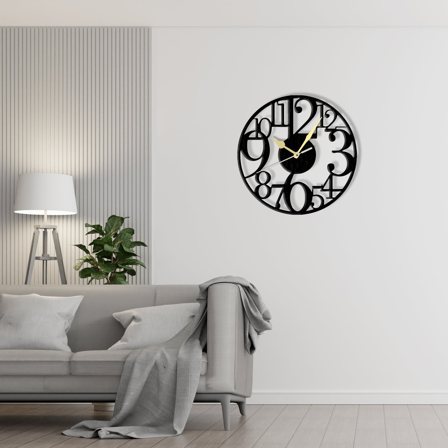 Simple Number Clock Laser Cut Metal Wall Clock