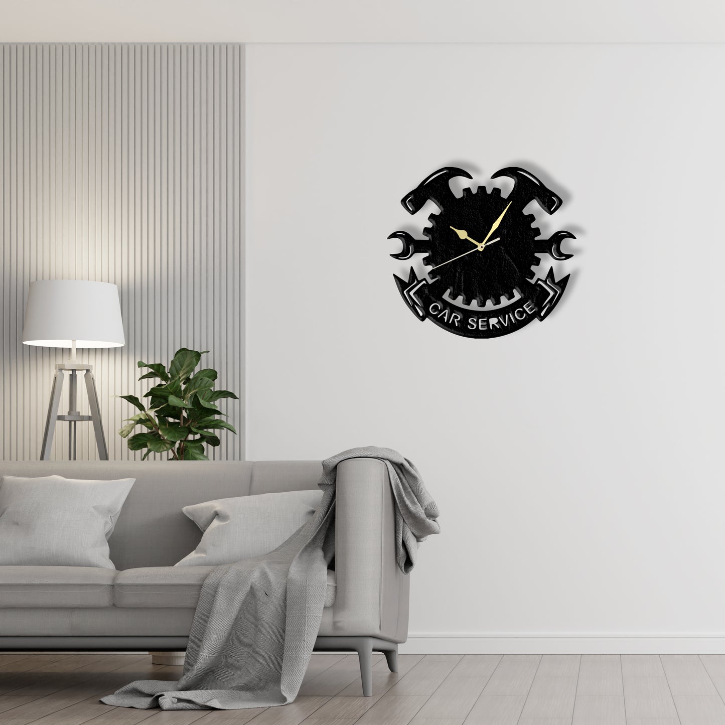 Car Service Garage Clock Laser Cut Metal Wall Clock
