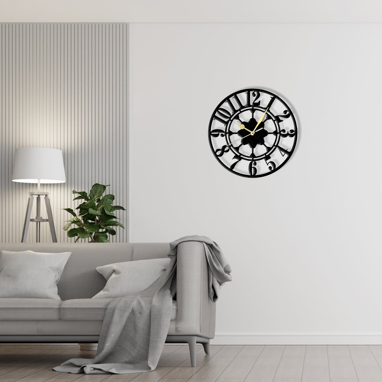 Five Number Clock Laser Cut Metal Wall Clock