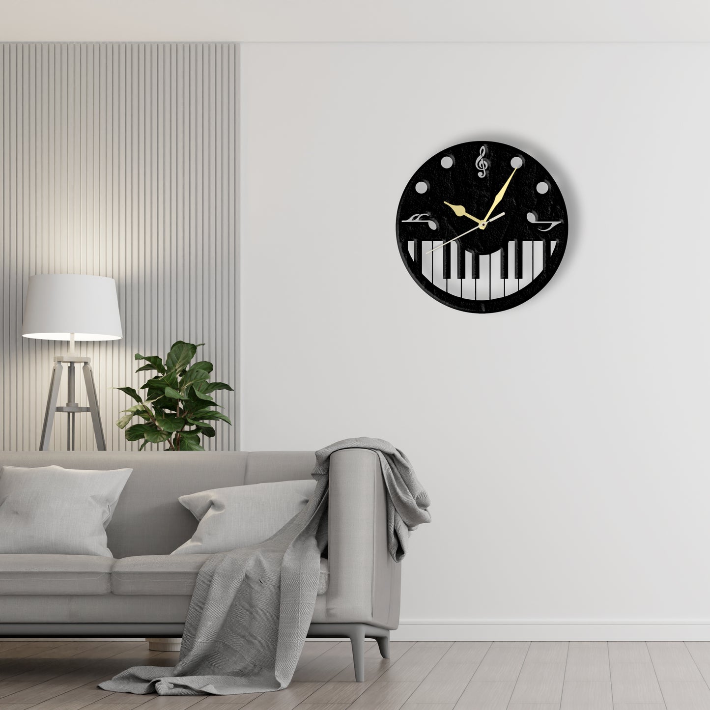 Piano Clock Laser Cut Metal Wall Clock