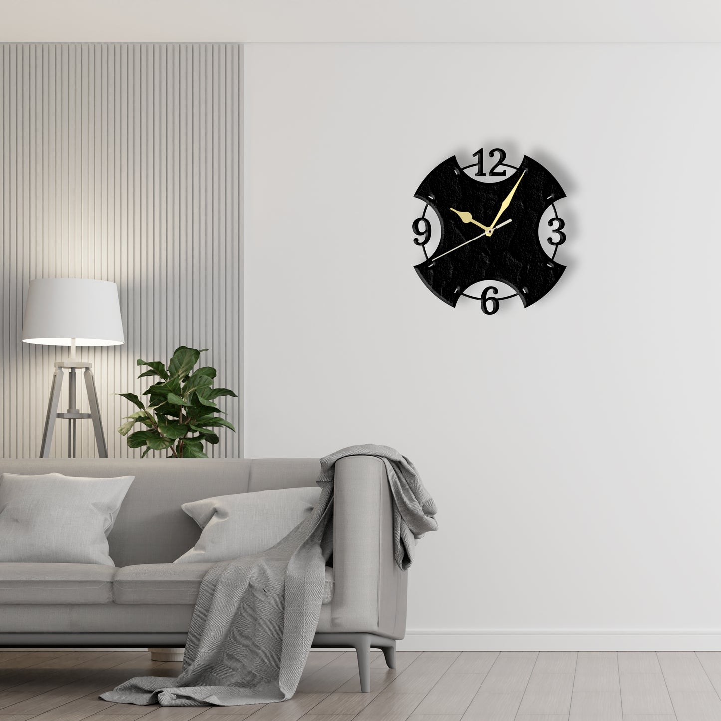 Half Circle Geometric Clock Laser Cut Metal Wall Clock