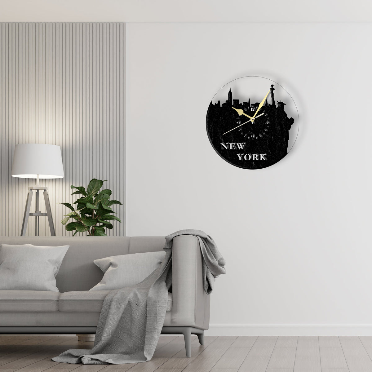 New York City Skyline Clock  Laser Cut Metal Wall Clock