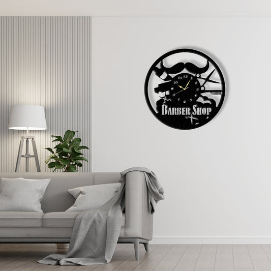 Barber Shop Clock (v6)  Laser Cut Metal Wall Clock