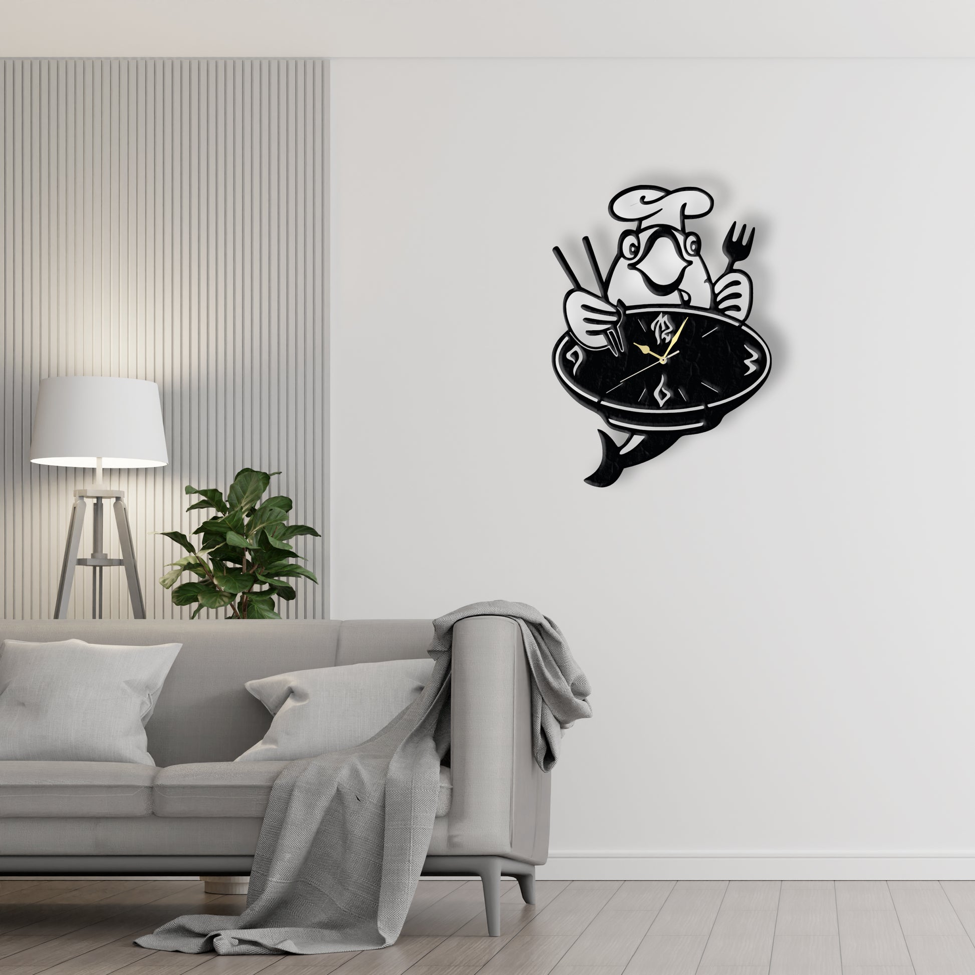Fish Shop Clock  Laser Cut Metal Wall Clock