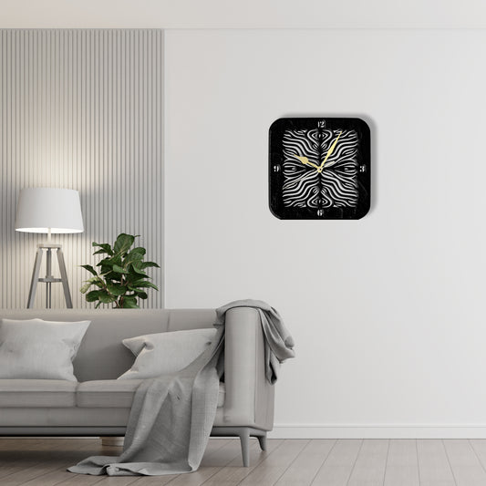 Square Inner Design Clock  Laser Cut Metal Wall Clock