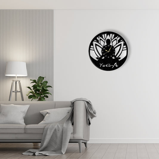 Yoga Pose Clock  Laser Cut Metal Wall Clock