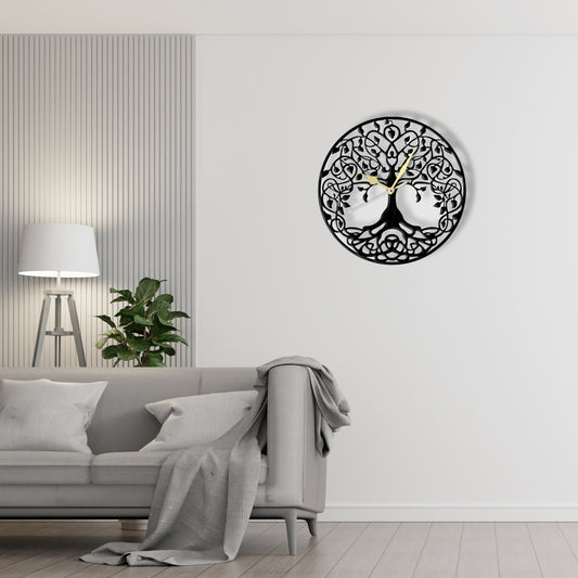 Tree Clock  Laser Cut Metal Wall Clock