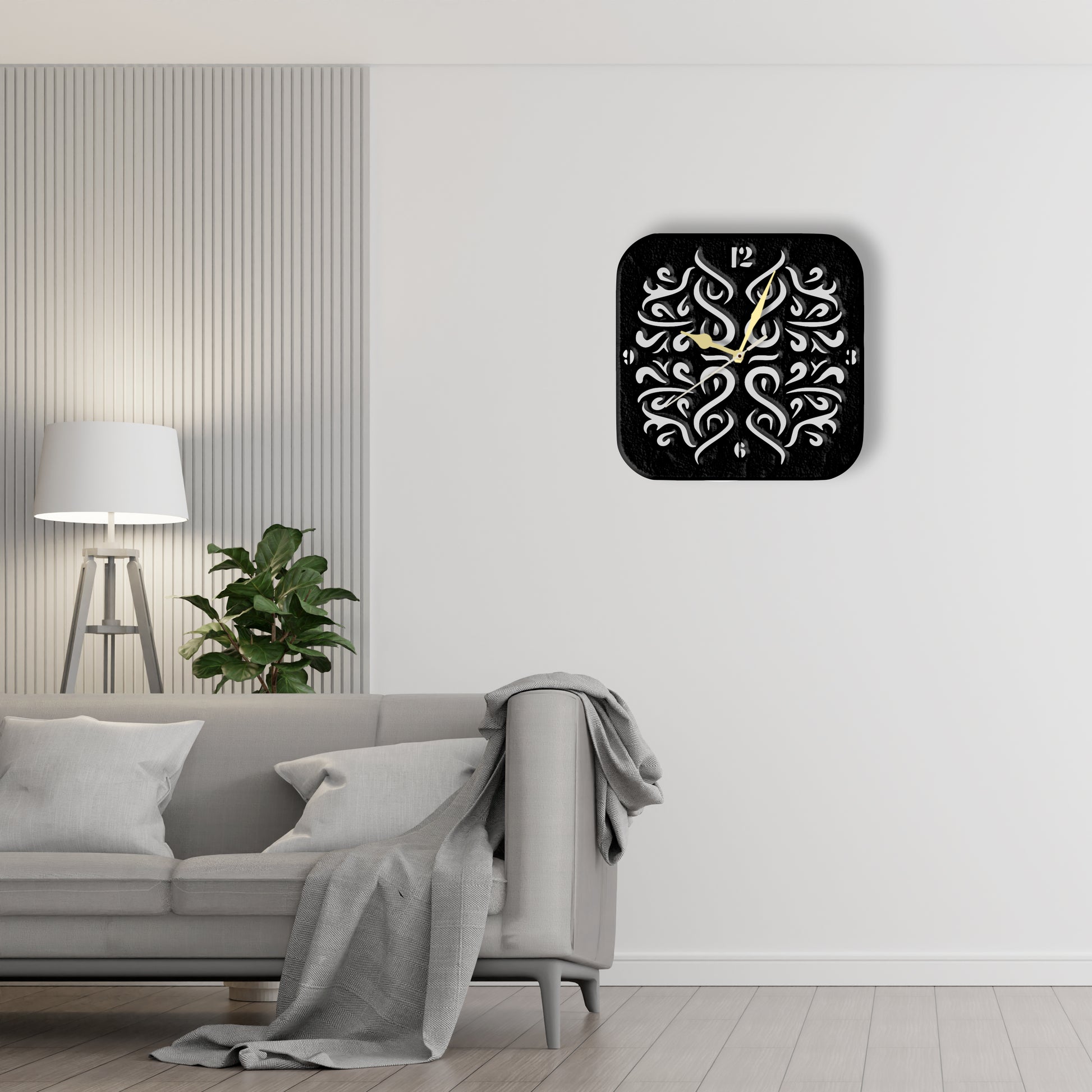 Square Nested Design Clock  Laser Cut Metal Wall Clock