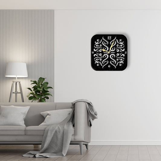 Square Nested Design Clock  Laser Cut Metal Wall Clock