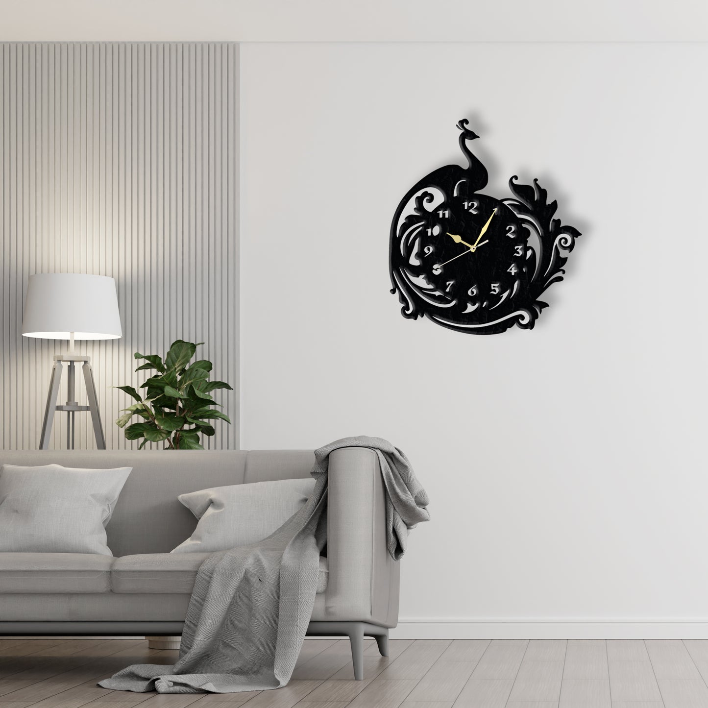 Peacock Clock  Laser Cut Metal Wall Clock