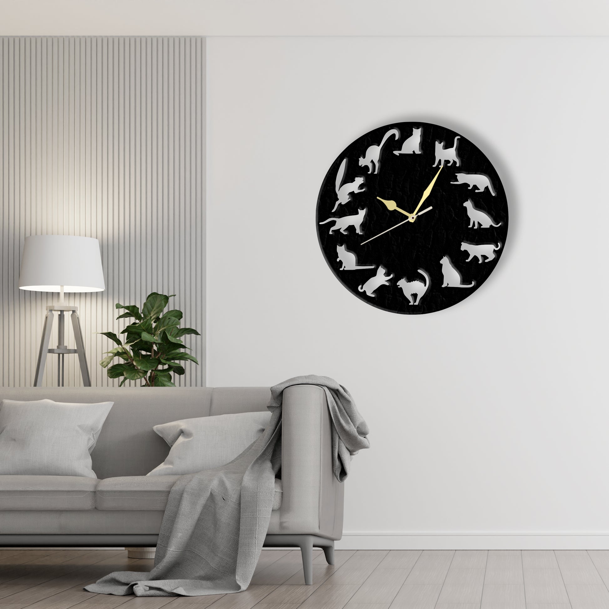 Cat Lover Clock  Laser Cut Metal Wall Clock