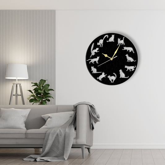 Cat Lover Clock  Laser Cut Metal Wall Clock