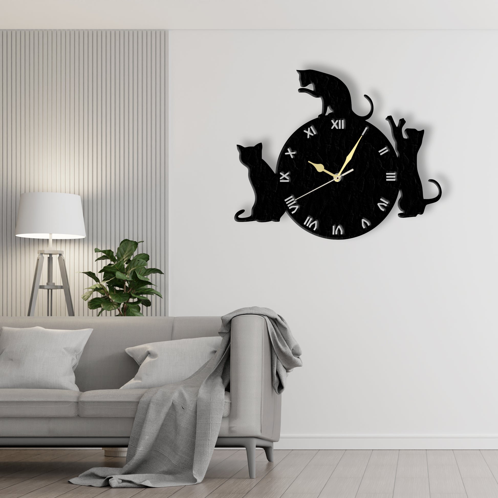 Cat Lover Clock (v2)  Laser Cut Metal Wall Clock