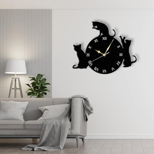 Cat Lover Clock (v2)  Laser Cut Metal Wall Clock