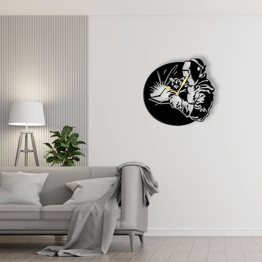 Welding Shop Clock  Laser Cut Metal Wall Clock