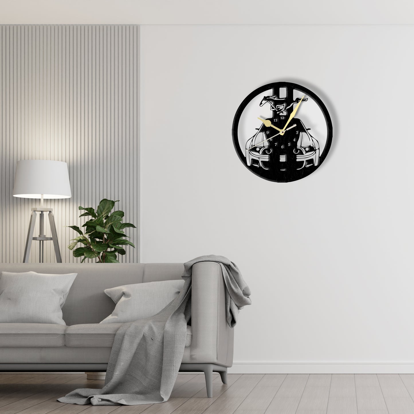 Mustang Car Clock  Laser Cut Metal Wall Clock