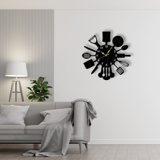 Kitchen Clock  Laser Cut Metal Wall Clock