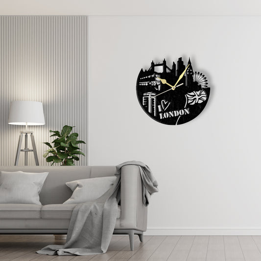 London City Skyline Clock  Laser Cut Metal Wall Clock