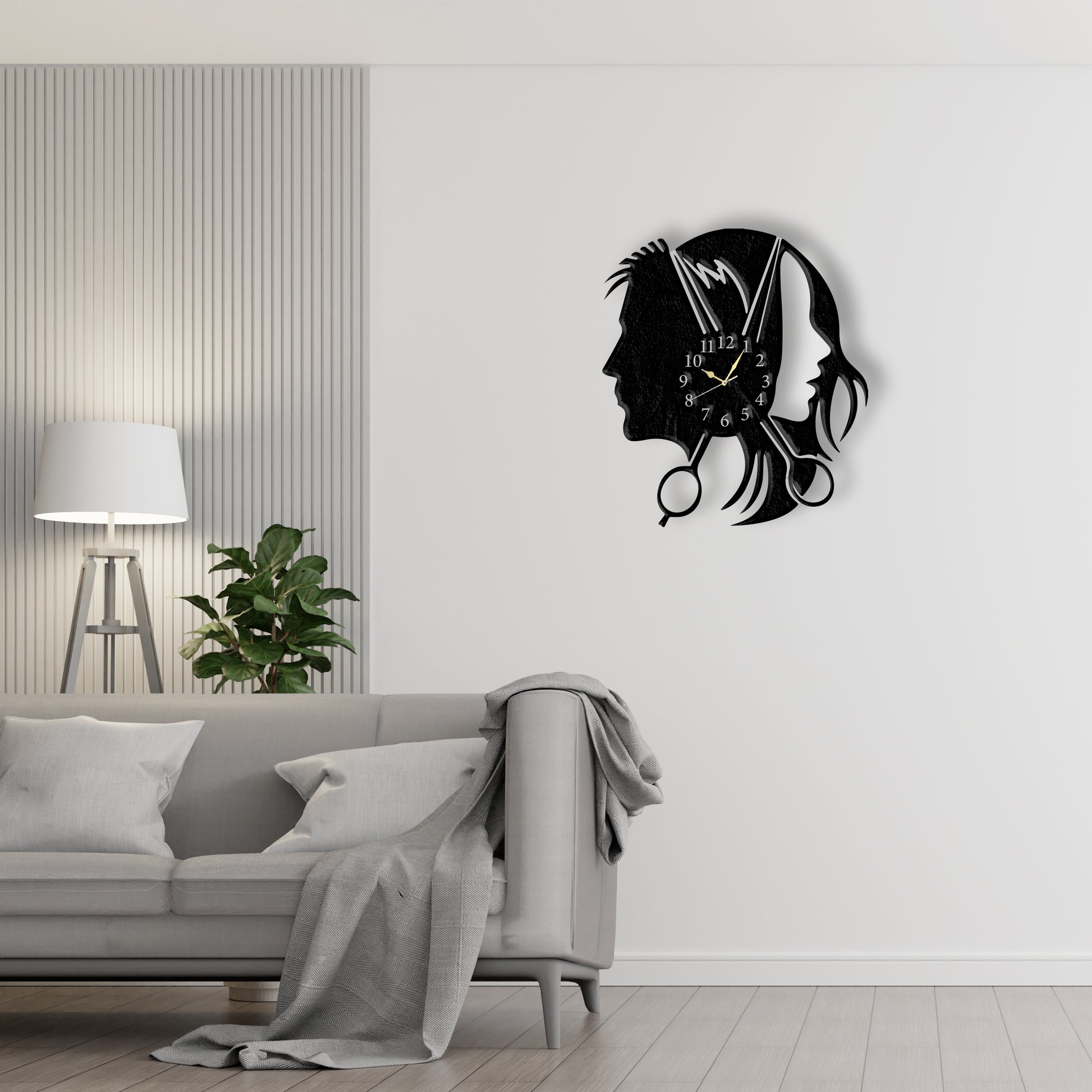 Saloon Barber Clock (New)  Laser Cut Metal Wall Clock