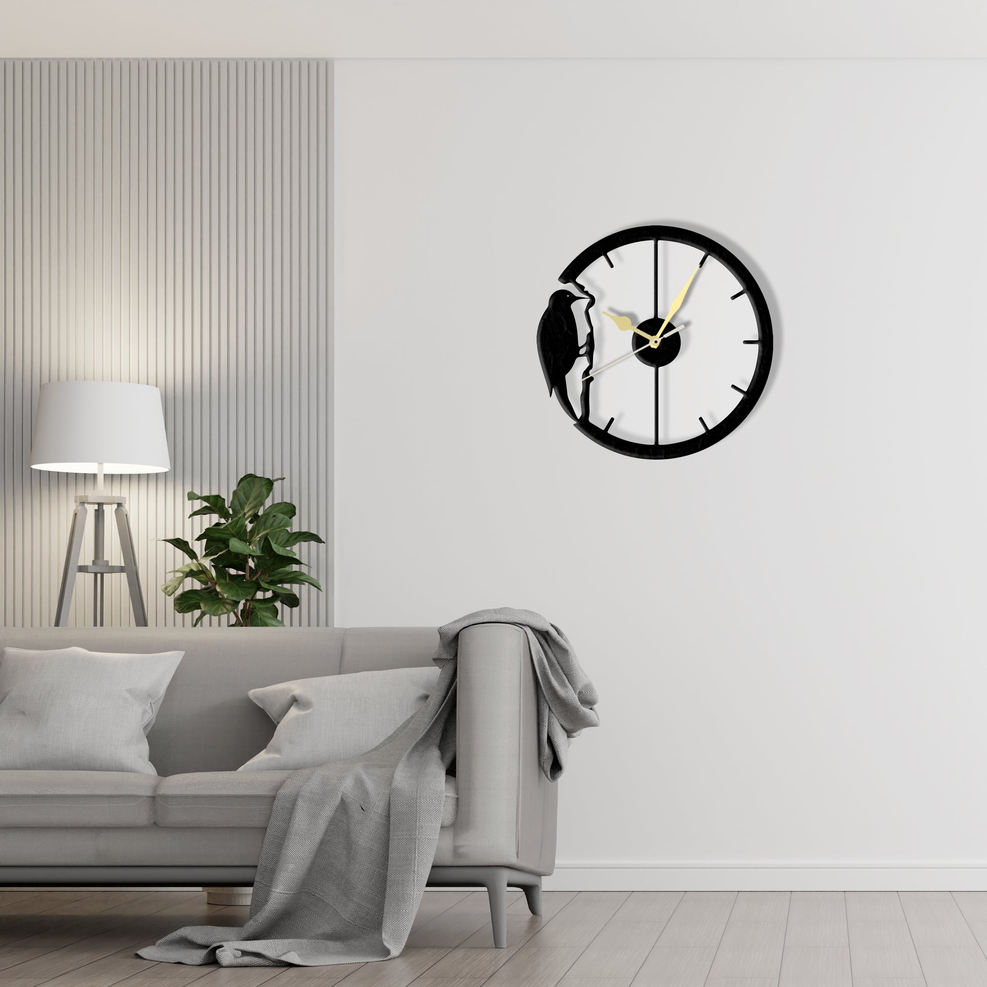 Woodpecker Clock  Laser Cut Metal Wall Clock