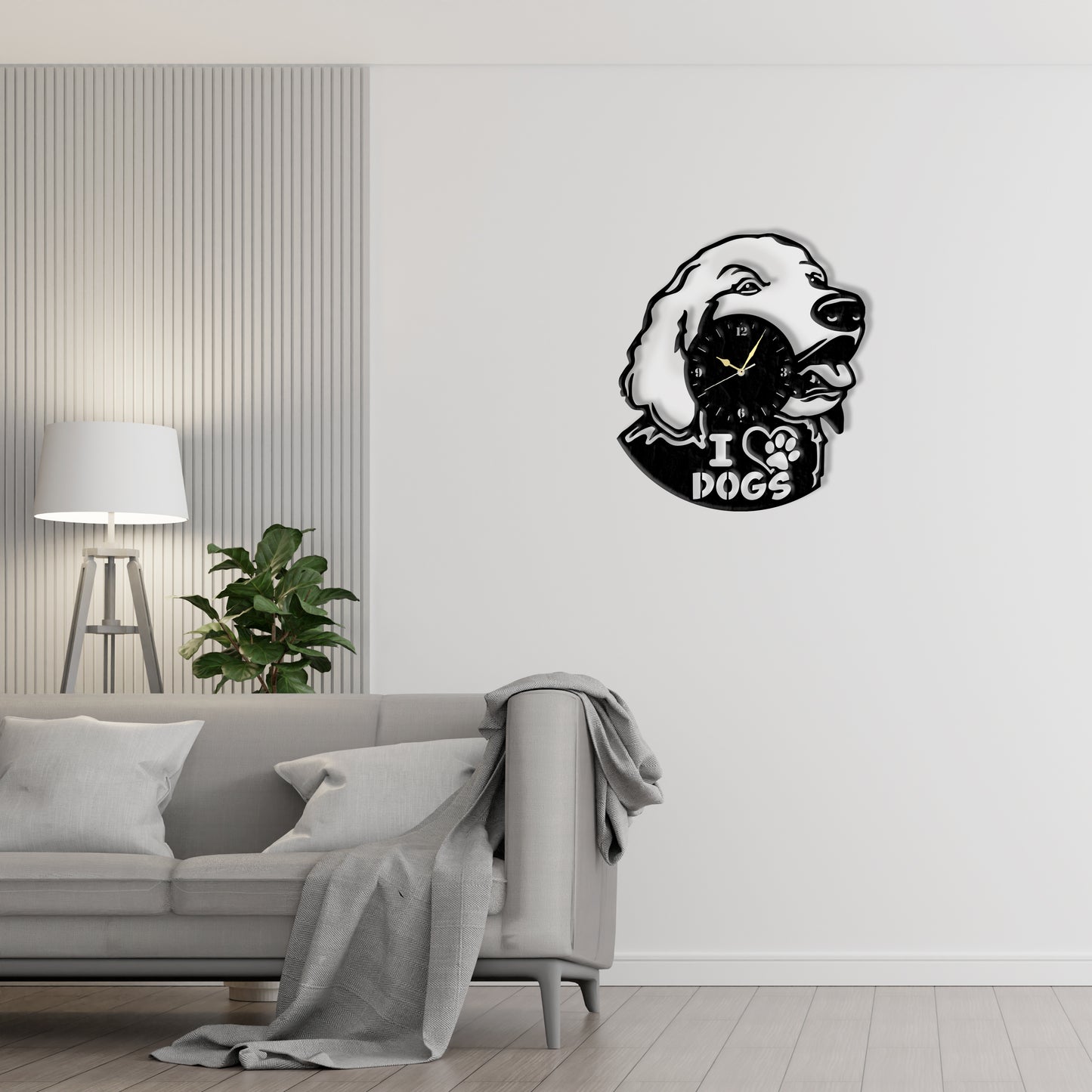 Dog Love Clock “ Laser Cut Metal Wall Clock