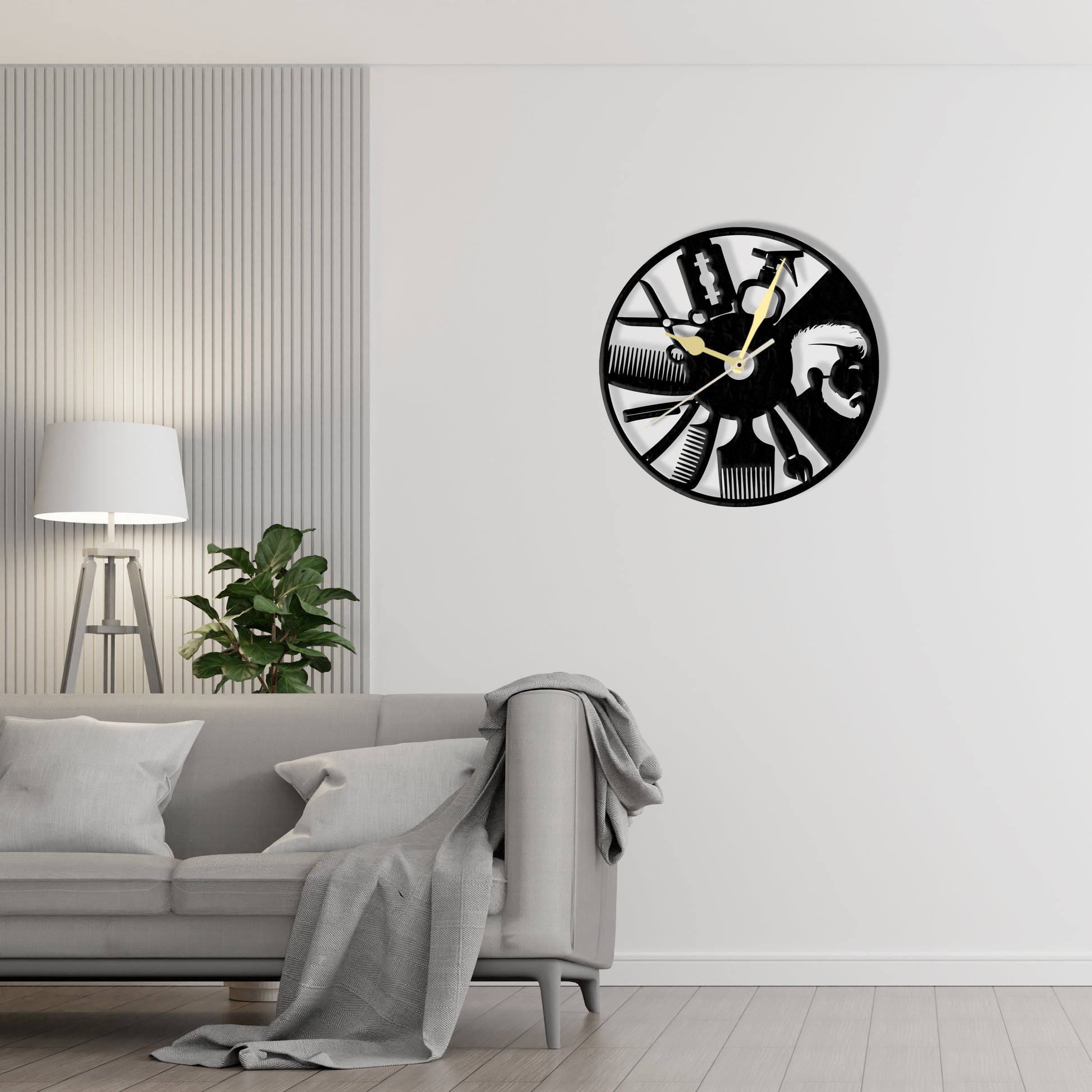 Saloon Barber Clock  Laser Cut Metal Wall Clock