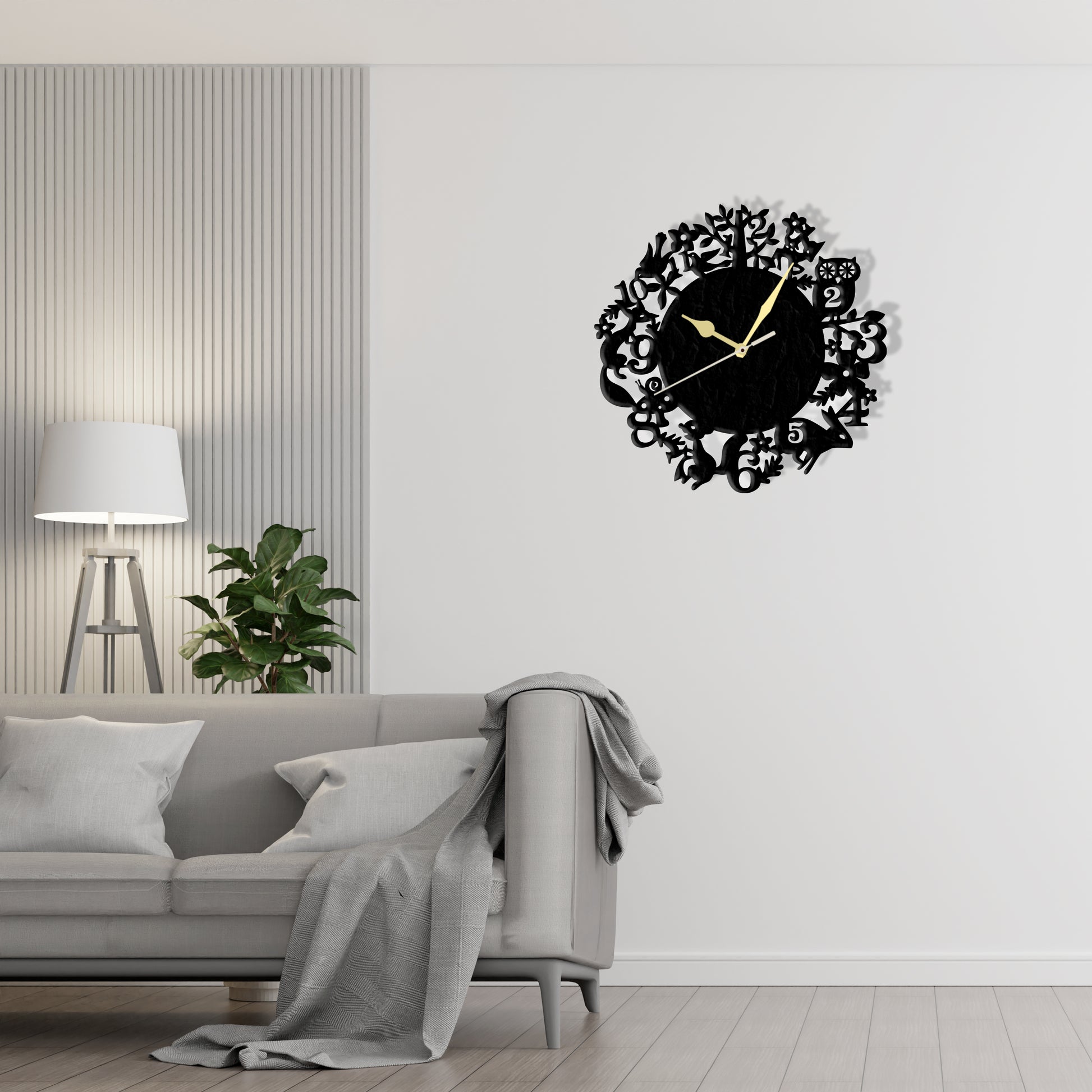 Rabbit & Owl Clock  Laser Cut Metal Wall Clock